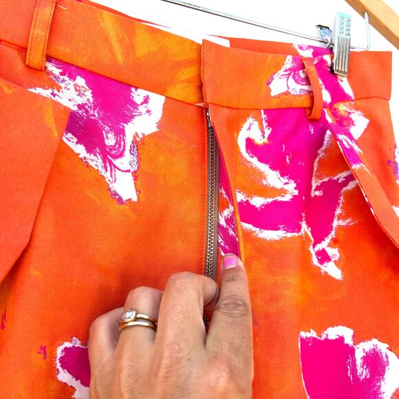 Prabal Gurung Floral Cargo Pants Orange Pink Drop Crotch 28 Streetwear - Picture 8 of 14